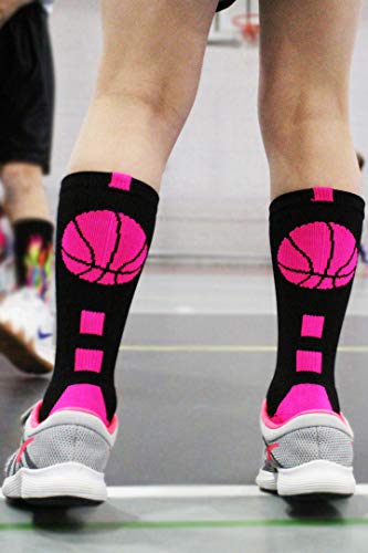 Madsportsstuff LBBPC-BB-179-S Basketball Socks With Basketball Logo Crew Socks thumb #5