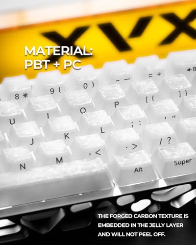 Image of GMKWTL XVX Frost Jelly Keycaps, Forged Carbon-Look Keyboard Keycaps, Cherry Profile Keycap Sets for Mechanical Keyboard with MX Switches(White)