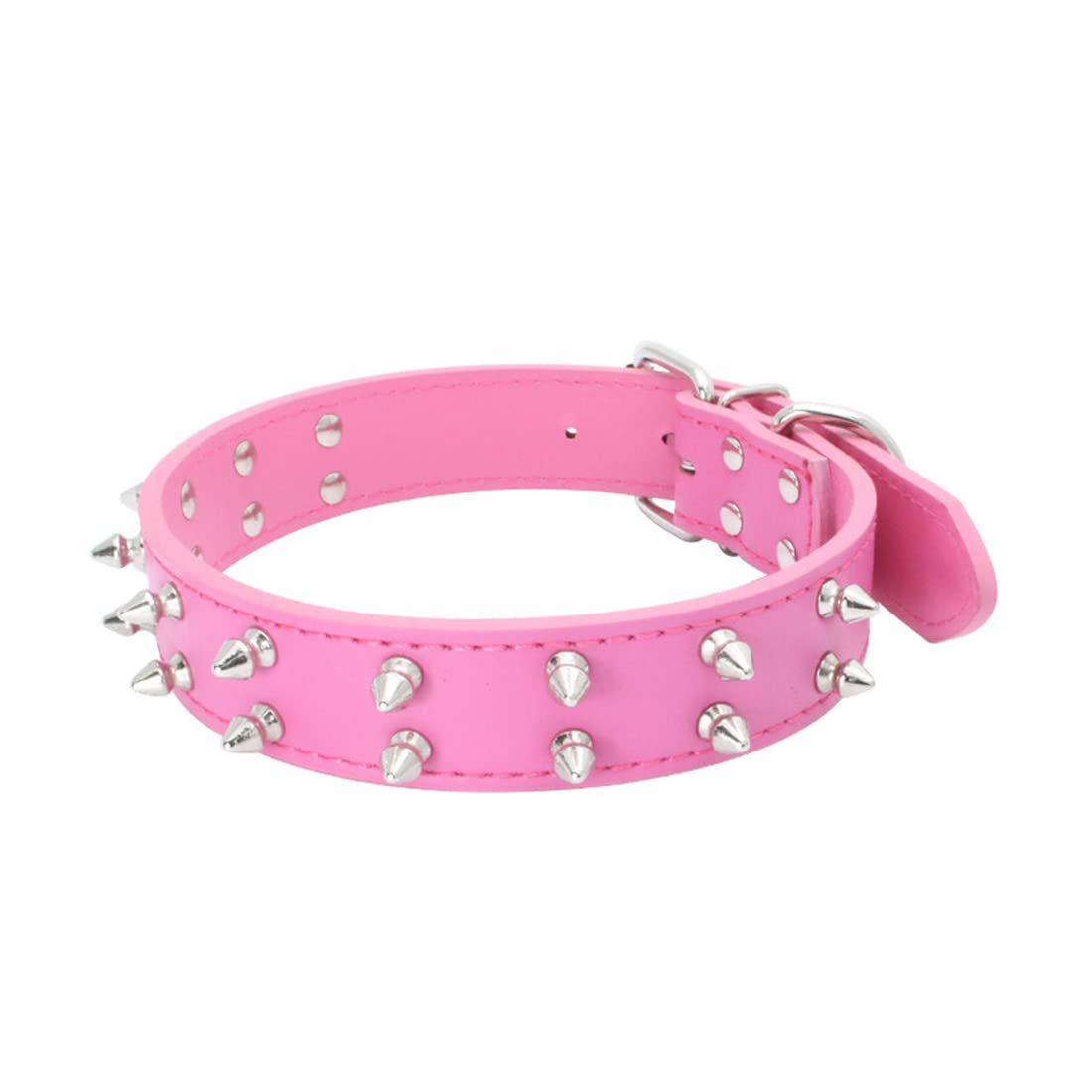 FUNAT Pet Collar Double Row Studded Rivet Collar for Medium Large Dogs PU Dog Collar Chain for Dogs