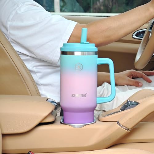 Image of ICEWATER 40 oz Tumbler with 2 Lids (Regular Straw and Flip Straw)