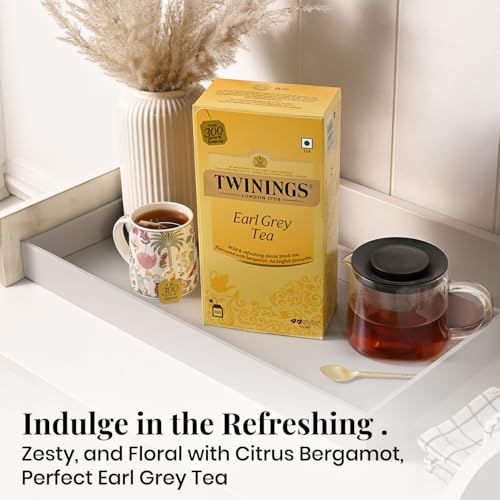 Image of Twinings Earl Grey Tea, 100 Tea Bags| Pack of 1| English Classic Range| Premium Black Tea| Light Strength| With Citrusy Notes of Bergamot|Mild & Refreshing Flavour| Enjoy as Hot or Iced Tea