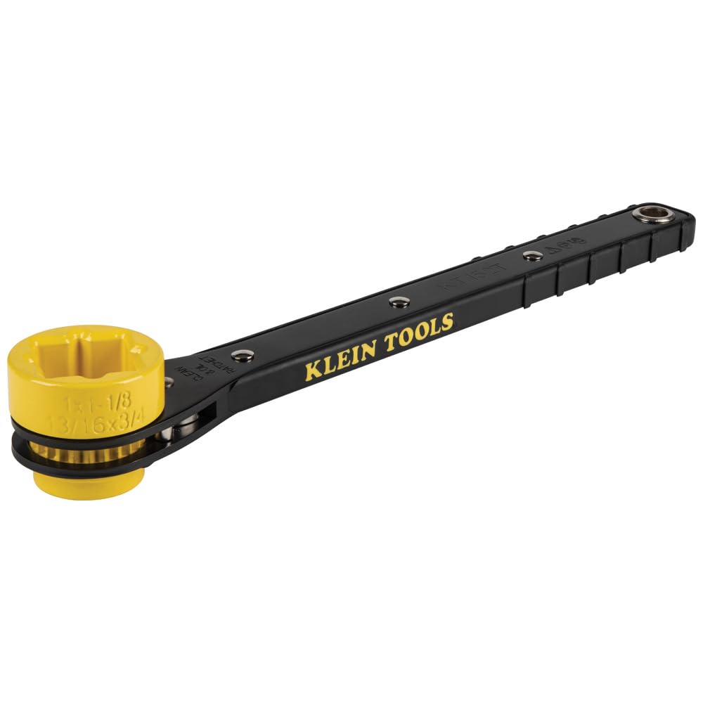 Klein Tools KT152T - Llave de trinquete delgada 4 en 1 con mango largo y estriado para agarre y apalancamiento, color negro