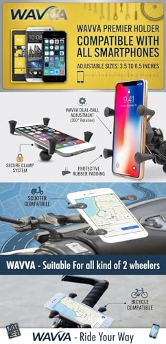 Image of Wavva Universal X-Grip Spider Mobile Holder Bike Cell Phone Spider Adustable Multi-Functional Mobile Holder X Grip Handlebar Mount Smartphone Holder Without Charger -Black
