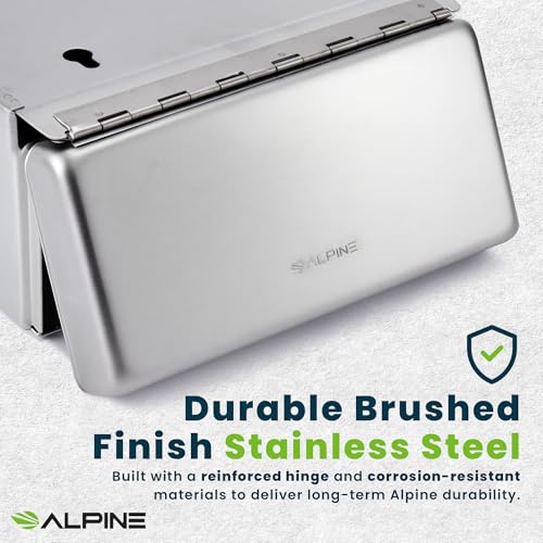 Image of Alpine Sanitary Napkin Receptacle - 2 Pack Wall Mounted Tampon Holder, Feminine Hygiene Trash Can for Bathroom Provides Clean & Odor-Free Restroom in Home, Office & Public Restrooms (Black)