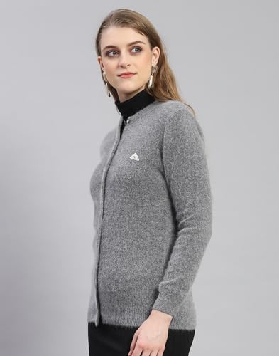 Image of Monte Carlo Women Regular Fit Full Sleeve Solid Round Neck Winter Cardigan (Pack of 1)