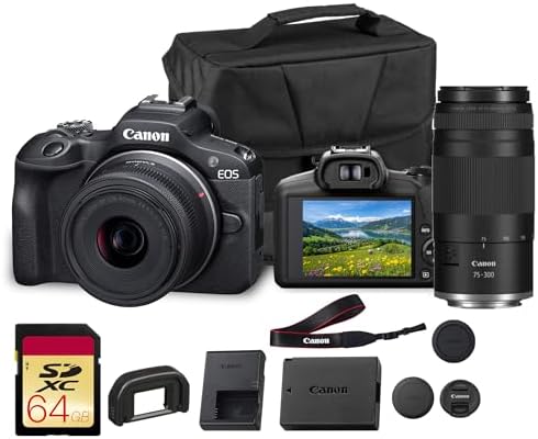 Canon EOS R100 Mirrorless Camera Double Lens Kit with RF-S 18-45mm and RF 75-300mm Lenses