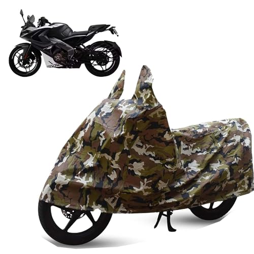Image of Sulfar Bike Cover for Bajaj Pulsar (RS200 (Current)) | Waterproof, Dustproof & UV Protected | All Weather Two Wheeler Cover (Army Green) New 2026 Variants