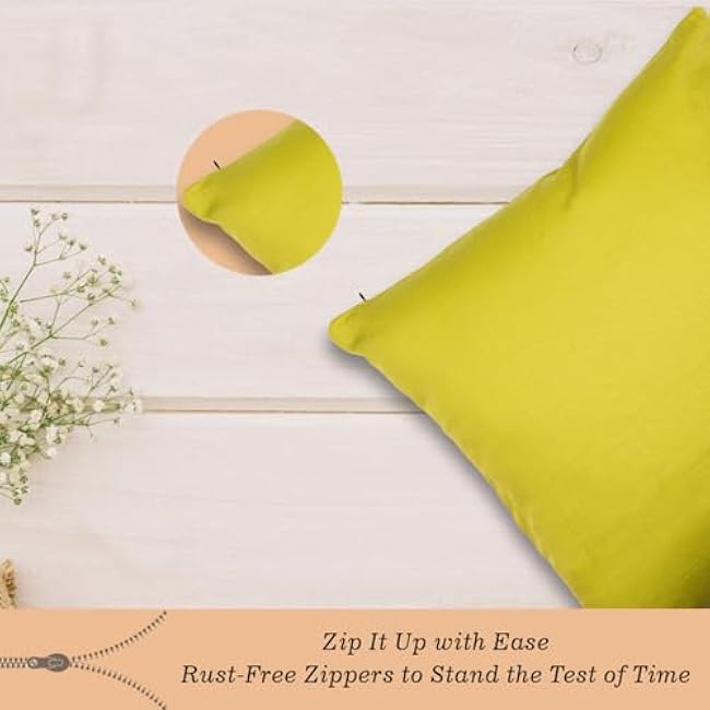 Throw Pillow Covers 18x18, Moss Green 100% Cotton Throw Pillow Cover, Decorative Couch Pillows Covers, Solid Rustic Farmhouse Living Room Decor and Accessories, Set of 2