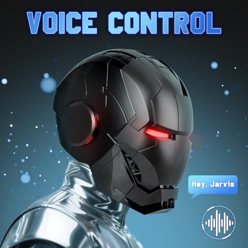 Iron Hero MK 5 Black Edition Helmet for Man – 1:1 Wearable Collectible with Voice, Touch & Remote Control, LED Eyes & Realistic Sound Effects – Cosplay & Display Prop Gift for Adults and Teens