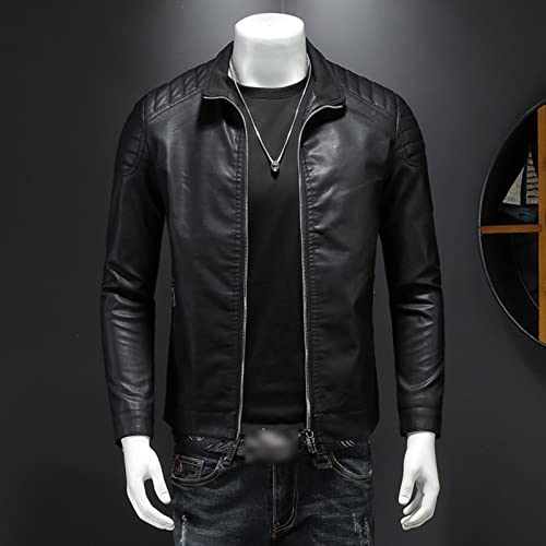 Soluo Men's Slim Fit Faux Leather Jacket Lightweight PU Motorcyle Biker Jackets Waterproof Windproof Outwear Coat2