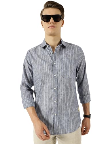 Chemise manches longues homme rayée Thomas Scott col large et finitions soignées