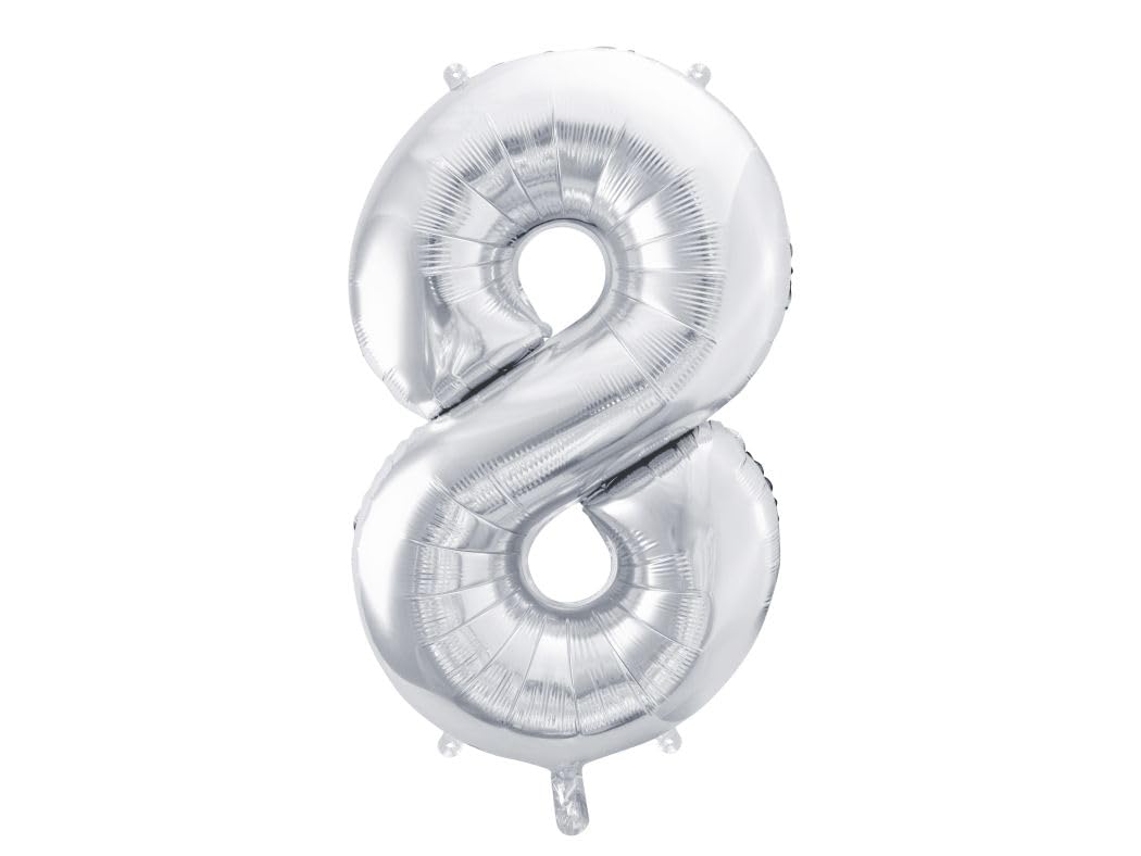 texpot Number Balloon Balloon Decorative Balloon Number Balloon Birthdays New Year's Eve Anniversary (Silver, Number 8)