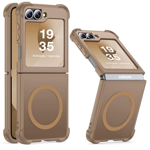 Coque Samsung Z Flip 5/6 MagSafe anti-chute protection Titane Sable