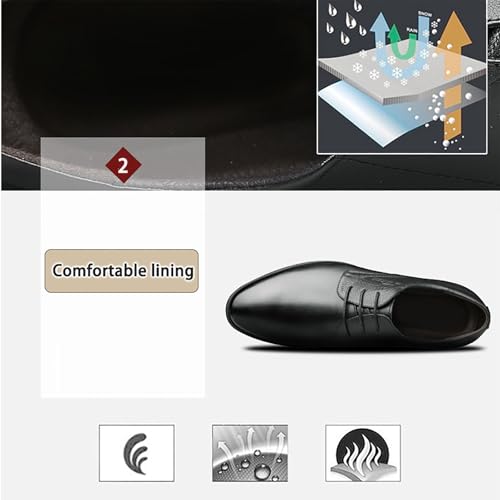 Men's Autumn/Winter Plush-Lined Leather Dress Shoes, Classic British Style Pointed Toe Lace-Up Ideal for Business Occasions, Perfect for Gentlemen3