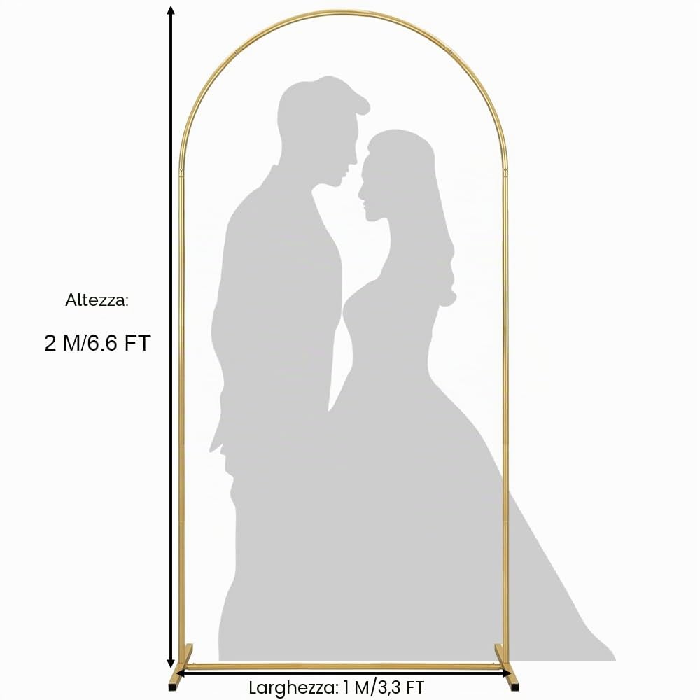 Arco in metallo, supporto per arco nuziale, 2 m, supporto per arco nuziale, cornice per arco da giardino per matrimonio, festa di compleanno, decorazione ad arco di fiori