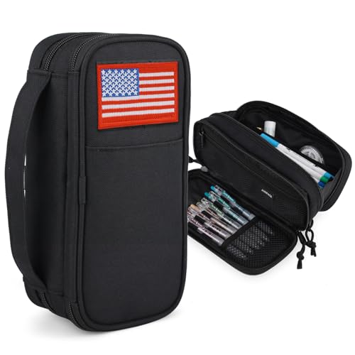 Image of ATRIPACK Tactical Pencil Case for Boy,Large Capacity Pencil Pouch,Marker Organizer Case Pen Box, Tool Bag Desk Organizer for School College Office Organizers for Kids Men Women Adult Teens(Black)
