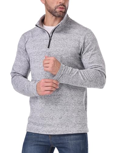 OYGSieg 3 Pack Men's Quarter Zip Pullover Thermal Fleece Lined Sweatshirts Long Sleeve 1/4 Half Zip Tops4