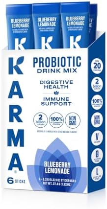 Karma Probiotic Hydration Packet - 6 Pack, Blueberry Lemonade Powder Drink Mix Stick - On-The-Go Immune & Gut Health Support
