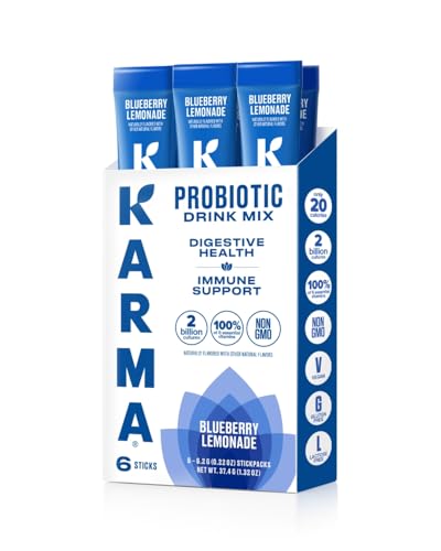 Karma Probiotic Hydration Packet - 6 Pack, Blueberry Lemonade Powder Drink Mix Stick - On-The-Go Immune & Gut Health Support
