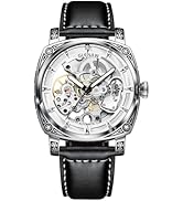 Carved Automatic Watches for Men, Retro Tattoo Skeleton Self-Winding Mechanical Watch Men's Autom...