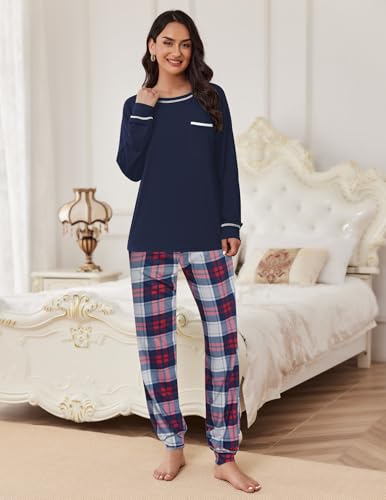 Image of Ekouaer Pajamas Set for Women Soft Comfy Pjs Sets Long Sleeve Sleepwear Loungewear S-XXL
