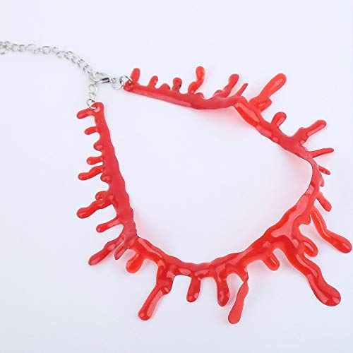 DALJIAFA Halloween Dripping Blood Necklace Bloody Choker Collarbone Chain Horror Vampire Red Clavicle Necklace Drip Blood Pendants Women Cosplay Costume Party Accessories Cute Charms Jewelry 4 Pcs4