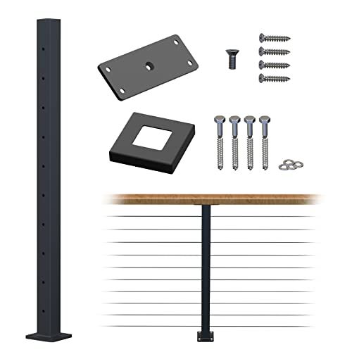 Dawn Railing Cable Railing Post 36”x2”x2” Steel Square Intermediate ...