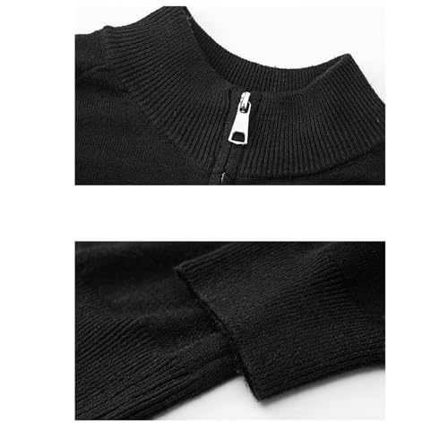 Men's Quarter Zip Pullover Tops Mock Neck Long Sleeve Sweaters 2025 Fall Winter Casual Stretch Ribbed Knit Sweater4