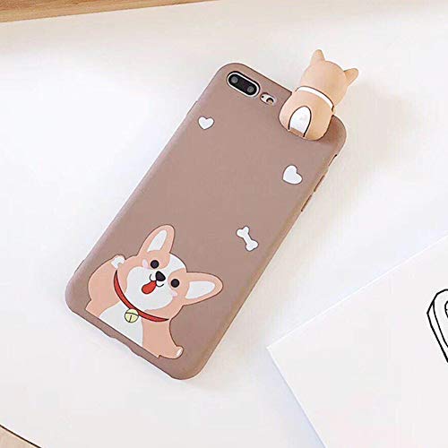 Iphone 6S Plus 3D Animal Cell Phone Tpu Case Cute Corgi Peeking On Top Slim Flexible Crystal Silicone Protective Tpu Gel Skin Case Cover For Iphone 6 Plus(Iphone 6S Plus/6 Plus, Corgi Bell) #TOP1