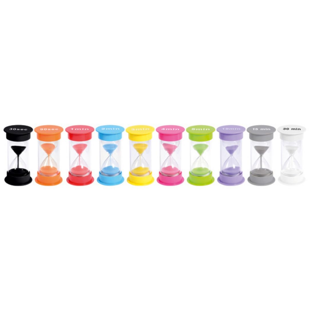 ATC Handels GmbH Reloj de arena grande con diferentes tiempos – de 30 segundos a 30 minutos – Dimensiones: 12 x 6,5 cm – Cristal de la hora, temporizador, reloj de huevos, reloj de hora, temporizador