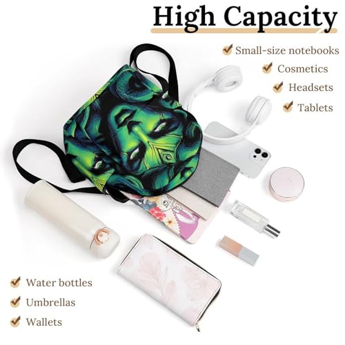 Mini Travel Bag for Women, Greek Goddess Snake Queen Medusa Green Art Small Lightweight Backpack Water-Resistant Adjustable Straps Casual Daypack for Daily Work Office3
