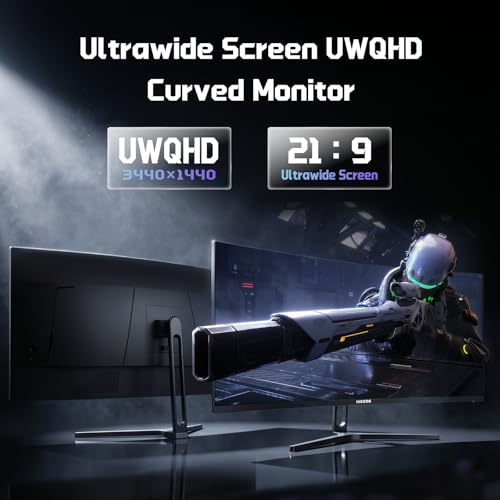 Image of Hikers 34 Inch UWQHD 240Hz Curved Gaming Monitor, Curved Ultrawide Computer Monitor with 2xHDMI 2.1 & 2xDP 1.4, 21:9 PIP /PBP Fast VA, 131% sRGB AI Crosshair (G34H1Q Pro, Includes One HDMI 2.1 Cable)