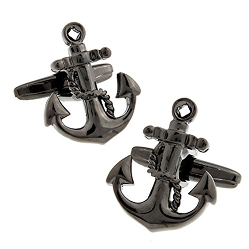 Mancuernillas Estilo Timón y Ancla Oro y Plata miniatura 1