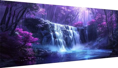 DIY Diamond Painting Grand Format 100x200cm, broderie diamant point de croix paysage violet