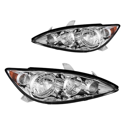 Torchbeam Headlight Assembly, Replacement for Camry LE XLE SE Base 2005-2006, 2.4L, Bumper Headlamp Chrome Housing Amber Reflector