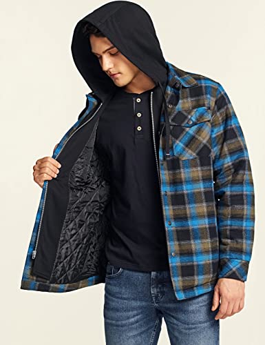 CQR Men's Quilted Lined Flannel Hooded Shirt Jacket, Soft Warm Long Sleeve Outdoor Cotton Plaid Shirt Jackets4
