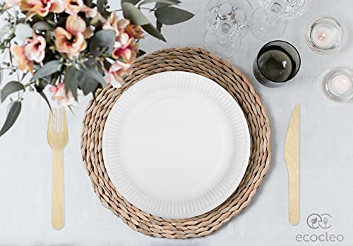 ECOCLEO® Eco Einweg Besteck | 200 Stück Set | Lebensmittelecht aus Birkenholz | 100 Gabeln & 100 Messer | Holzbesteck… - Image 3