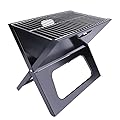 YSSOA 20” Portable Grill Charcoal Barbecue Grill, Folding Grill Notebook Shape, Detachable Collapsible, Mini Tabletop Camping Grill BBQ, Black