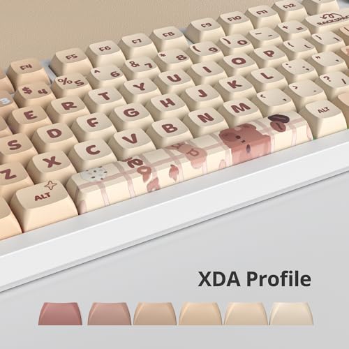 Image of 133 Keys PBT Keycap XDA Profile Keycaps Dye-Sublimation Custom Keycaps for MX Switches 60% 75% 100% Mechanical Gaming Keyboards(Caramel Bear)