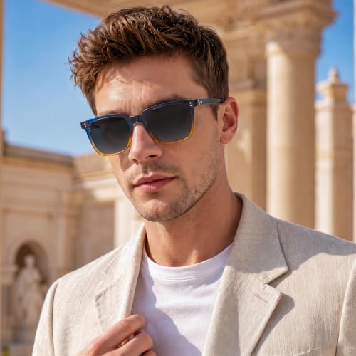 Image of CARFIA Retro Acetate Polarized Sunglasses for Men UV400 Protection Driving Outdoor Anti-Glare Sun Glasses CA5354WS