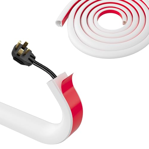 Holtrae Goulotte Passe Cable Blanc 4M Auto adhésif Petit Canal de Câble Flexible en PVC Cache Cable Sol Demi Rond TV Mural Cache Câbles Extérieur Résistant aux...