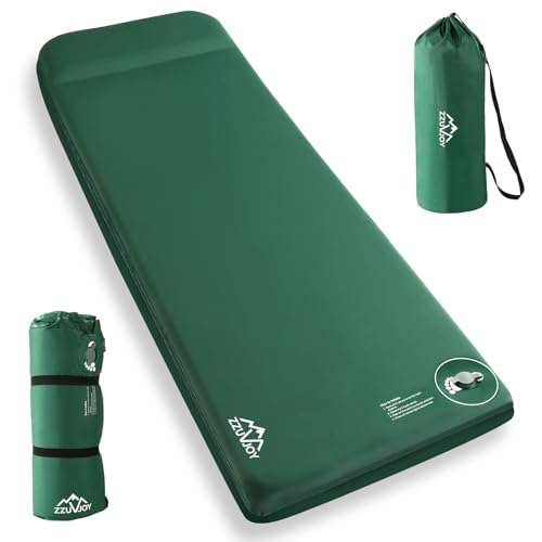 Zzuvjoy Memory Sleeping Pad, 3.1' Ultra-Thick Foam Sleeping Mats for Camping, 9.5 R-Value Insulated Self Inflating Sleeping Pad with Pillow, Camping Mattress Pad for Car Travel Tent