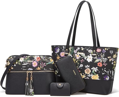 Image of Women Fashion Synthetic Leather Handbags Tote Bag Shoulder Bag Top Handle Satchel Purse Set
