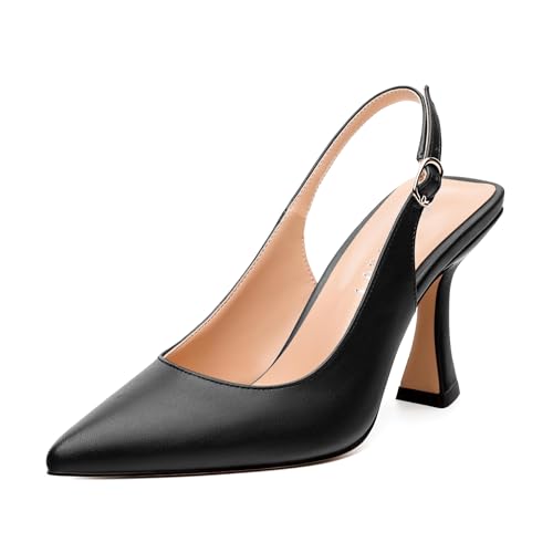 Women's Slingback Pumps, Pointed Toe Stiletto High Heels with Adjustable Buckle, Fashion Solid Color Shoes for Work, Date Night & Parties
