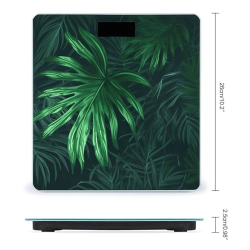 Báscula digital de baño con diseño planta tropical verde miniatura 2