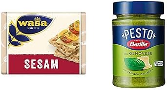 Wasa Susaml  Gevrek Ekmek Crispbread Sesam 200 Gr ve Barilla Fesle enli Pesto Pesto Genovese Makarna Sosu 190 g.