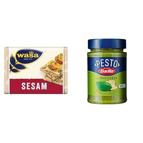 Wasa Susamlı Gevrek Ekmek (Crispbread Sesam) 200 Gr ve Barilla Fesleğenli Pesto (Pesto Genovese) Makarna Sosu 190 g.