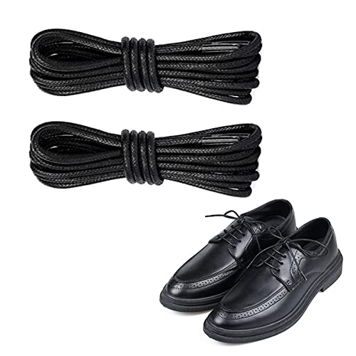 XIXKOLYU 2 pares de cordones encerados, redondos, impermeables y resistentes al desgarro, no se sueltan fácilmente, cordones de 80 cm, cordones para negocios y negocios (negro)