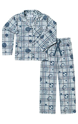 PajamaGram Button Up Boys Pajamas - Kids Pajamas Boys, Gray, 14