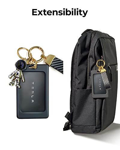 Liti Space Key Card Holder Compatible With Tesla Model 3 And Model Y, Tesla Key Card Holder, Universal Key Chain With Card Holder(Iso Credit Cadr Size 3.37 X 2.125Inch,Id Card), Black+Golden. #TOP4